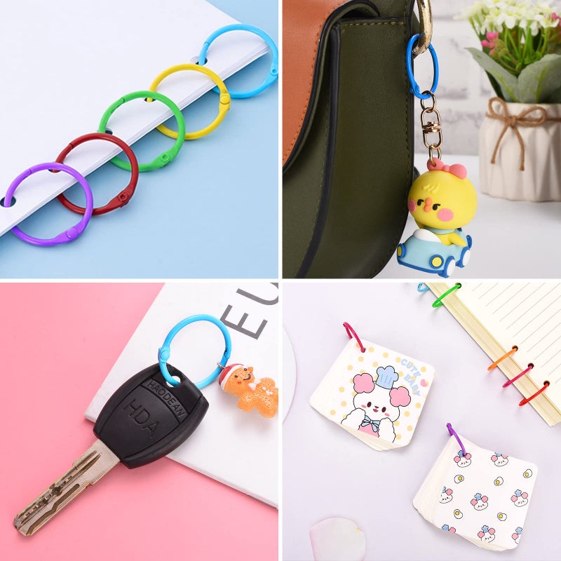 KFPPLXQ 120 pcs Loose Leaf Binder Rings  Flash Card Rings  Colorful Metal Book Rings  Rainbow Color Heavy Duty Notebook Rings  Keychain Key Rings  1 Inch 10 Colors - Image 5